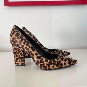 Nine West Pointed Toe Leopard Print Calf Hair High Heels Sz 6.5